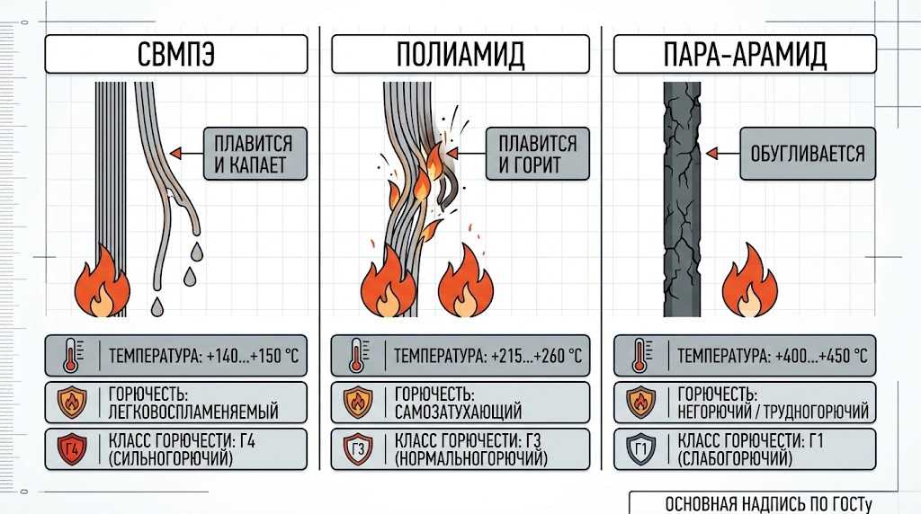 Классы горючести полимерных сеток - таблица