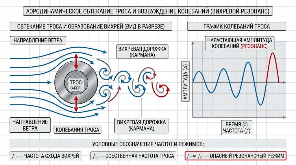 Флаттер и галопирование вантовой сети - схема