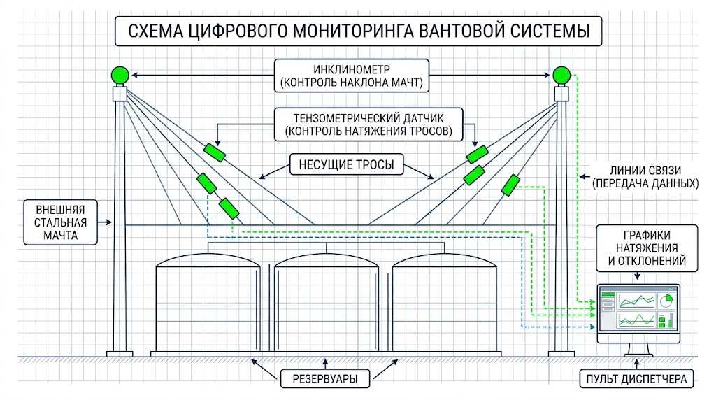 Автоматизированный мониторинг вантовой сети - схема