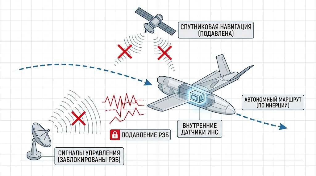 РЭБ против автономных БПЛА - схема неэффективности подавления