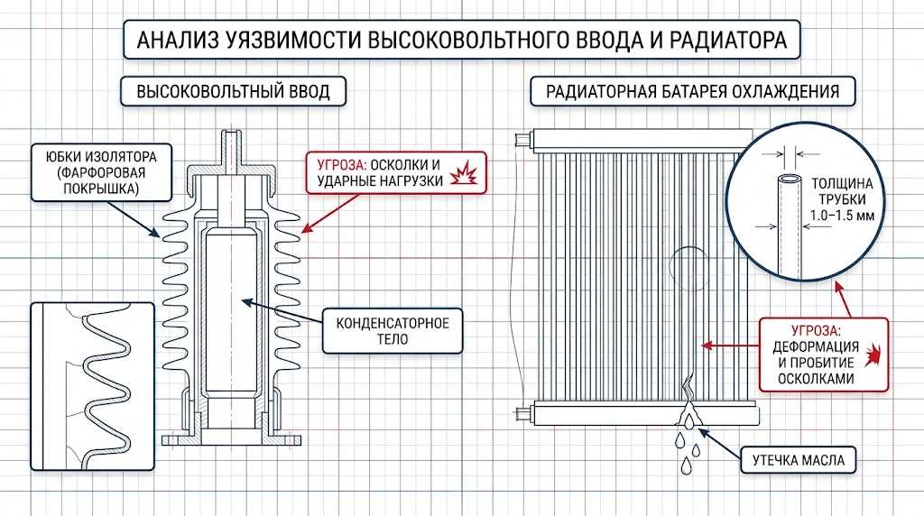 Уязвимости вводов и радиаторов трансформатора - схема