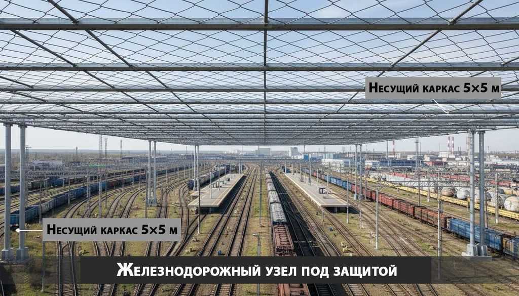 Защитная-сетчатая-конструкция-Паутина-над-крупным-железнодорожным-узлом