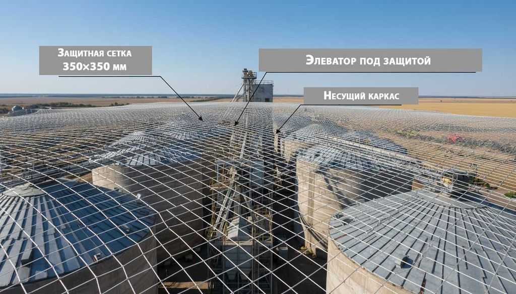 Защитная-сетчатая-конструкция-Паутина-над-крупным-элеваторным-комплексом
