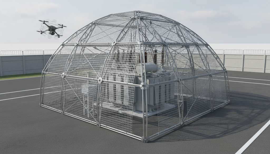 Модульный сетчатый купол над трансформаторной подстанцией