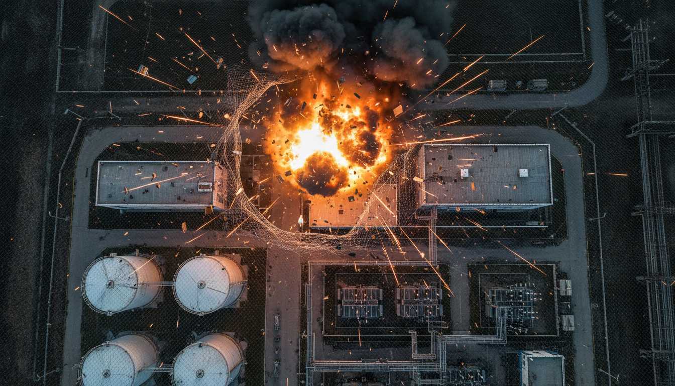 Последствия взрыва без противоосколочной защиты