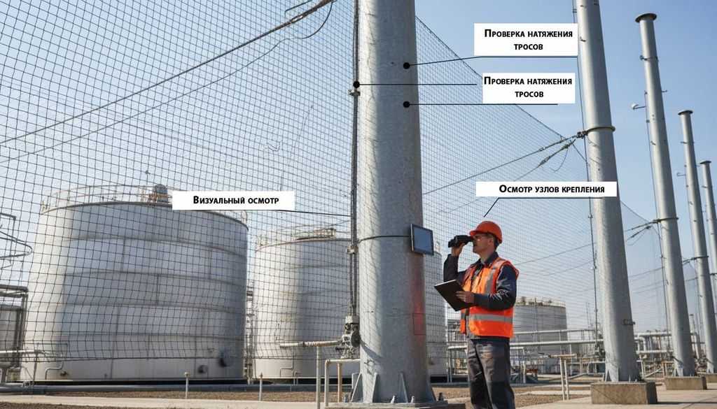 Процесс-еженедельного-визуального-осмотра-антидроновой-сетчатой-конструкции-на-промышленном-объекте