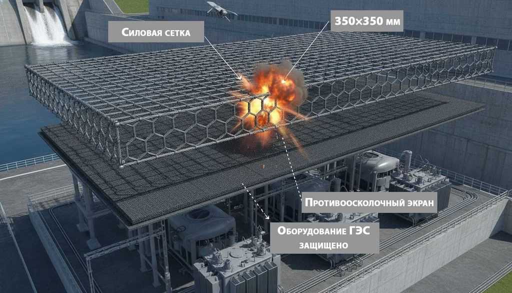 Работа-противоосколочных-экранов-системы-Паутина-над-критическим-оборудованием-ГЭС