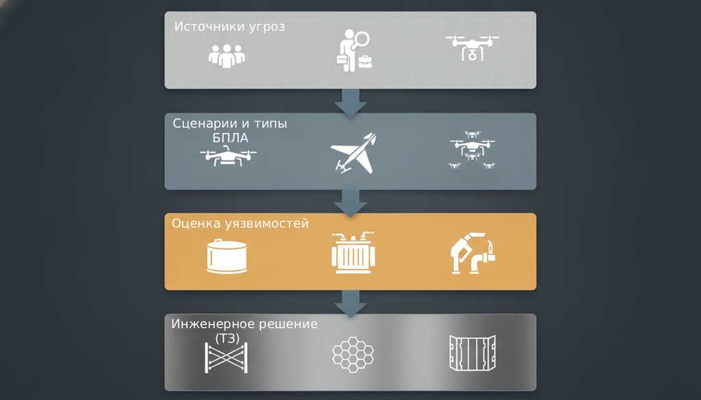 Схема модели угроз для защиты объекта от БПЛА